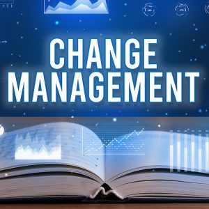 CHANGE MANAGEMENT inscription coming out from an open book, creative business concept CHANGE MANAGEMENT inscription coming out from an open book, creative business concept